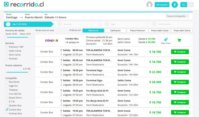 Condor Bus ahora también vende sus pasajes en Recorrido.cl - Recorrido